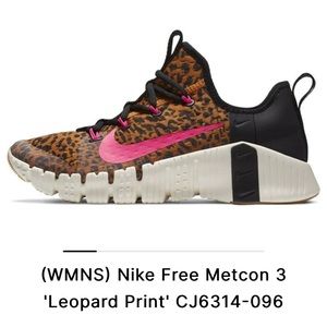 Women’s Nike Free Metcon 3 'Leopard Print' CJ6314-096, like new, size 9.5